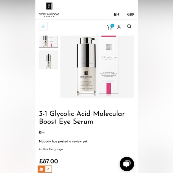 Other - 2/$25 ABLE SKINCARE LONDON 3-1 GLYCOLIC ACID MOLECULAR BOOST EYE SERUM—-BRAND …